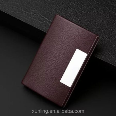 حافظة كروت معدن كلاسيك مكسو جلد